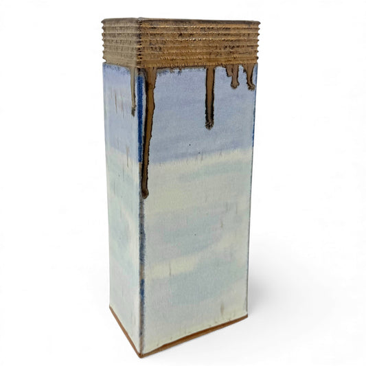 Rectangular Column Form Stoneware Vase