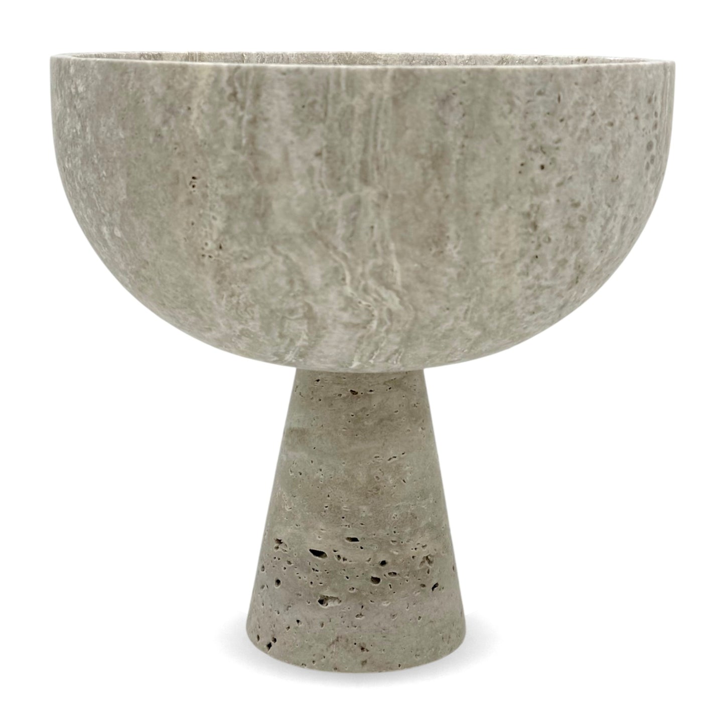 Silver Travertine Pedestal Bowl