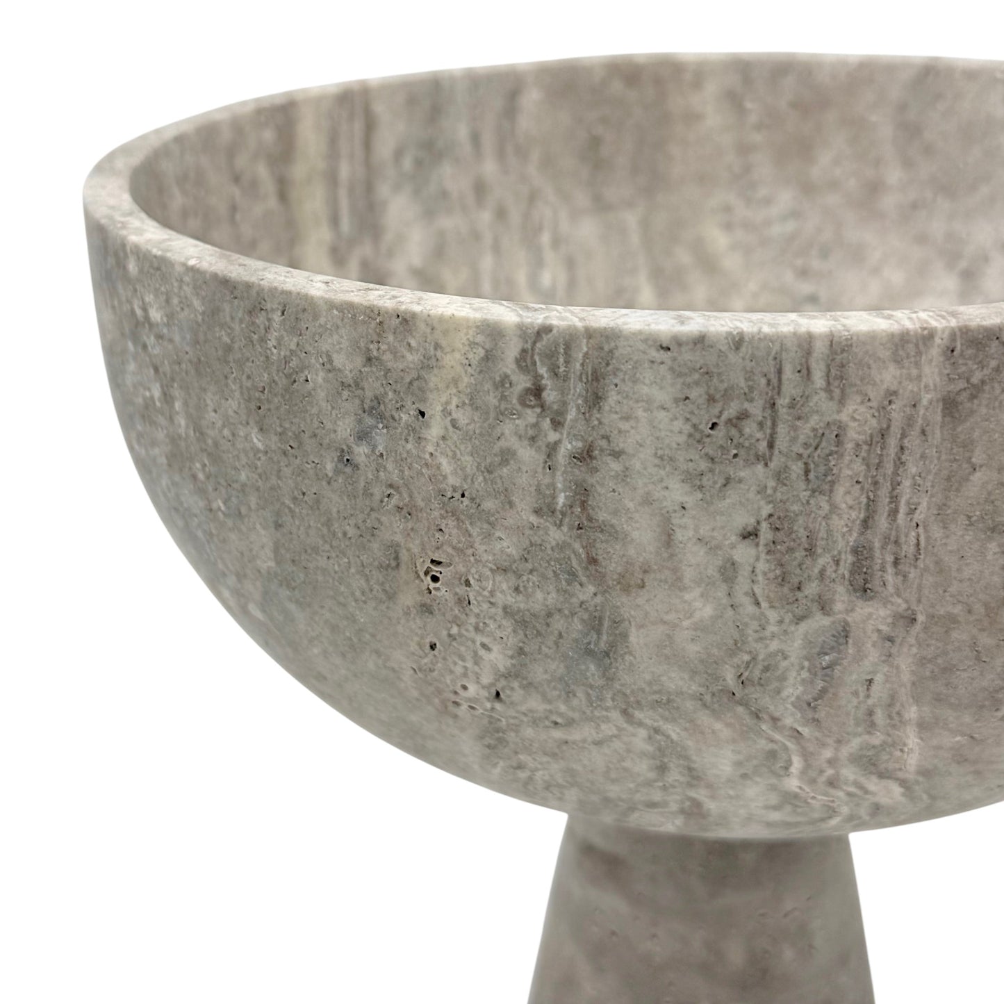 Silver Travertine Pedestal Bowl
