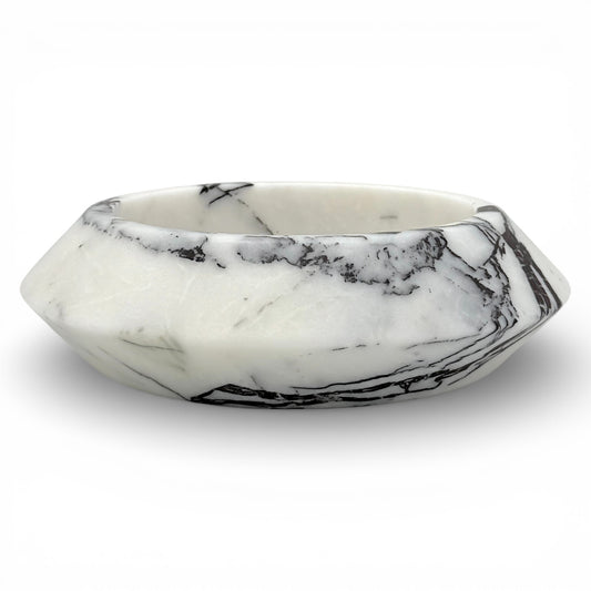 White Marble Bowl with Black Veining