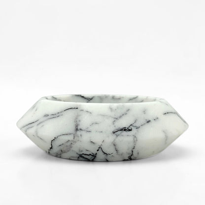 White Marble Bowl with Black Veining