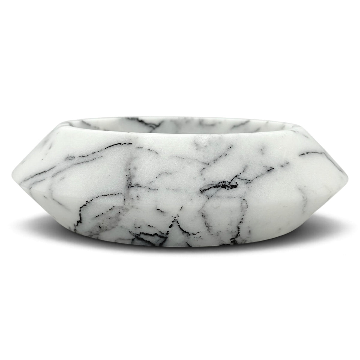 White Marble Bowl with Black Veining