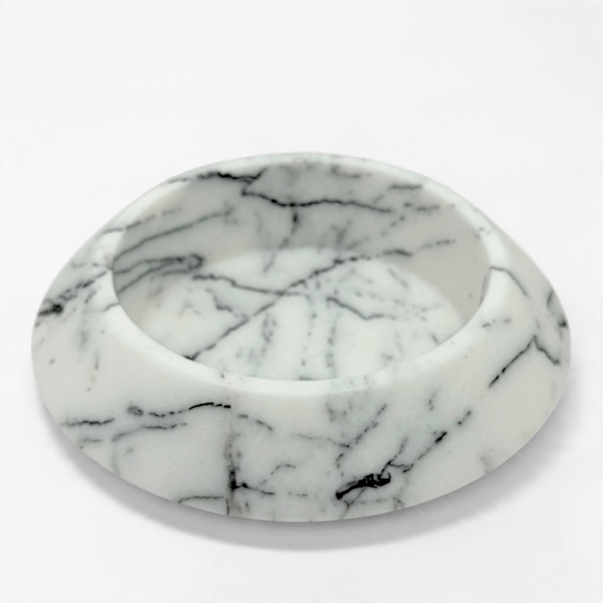White Marble Bowl with Black Veining