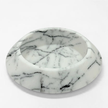 White Marble Bowl with Black Veining