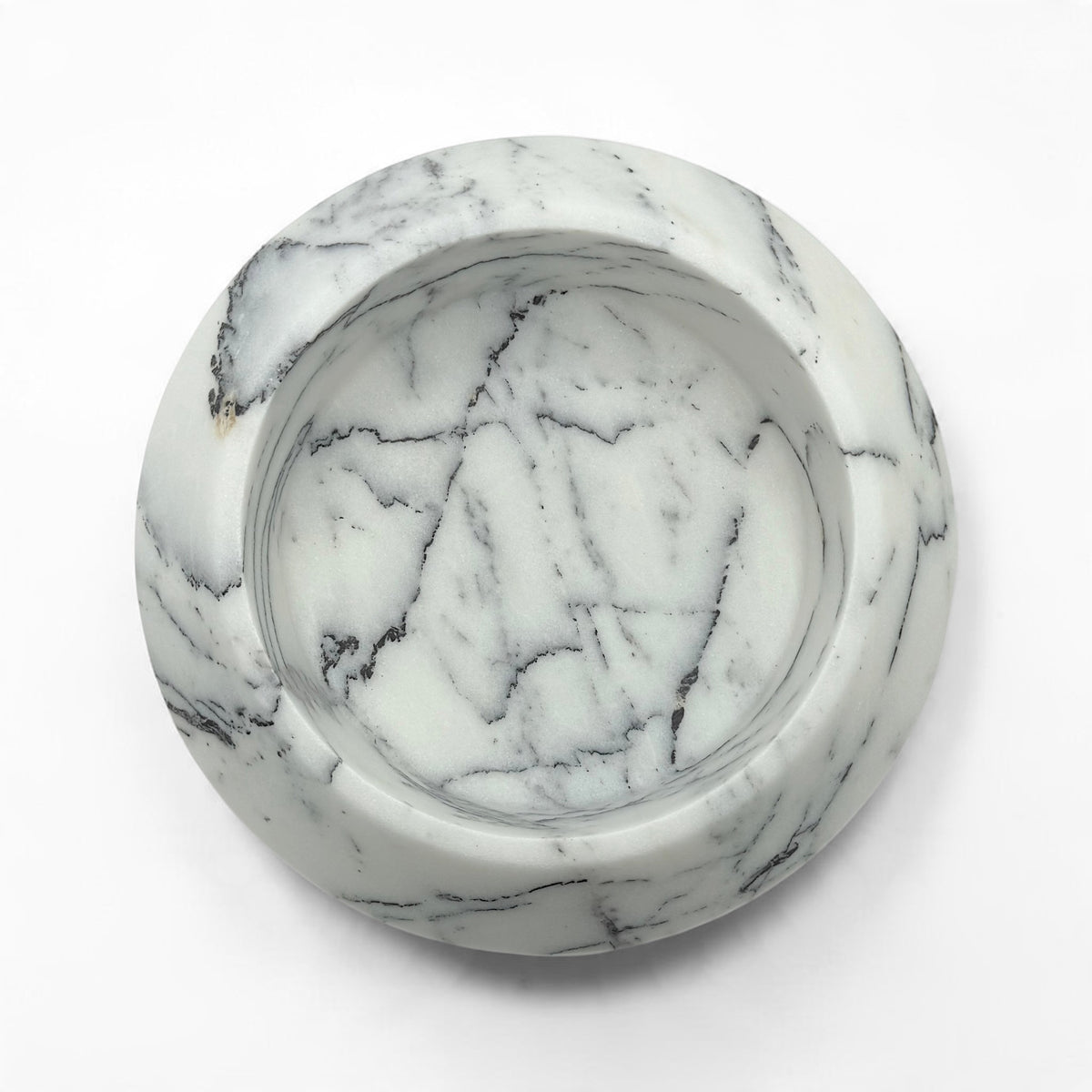 White Marble Bowl with Black Veining