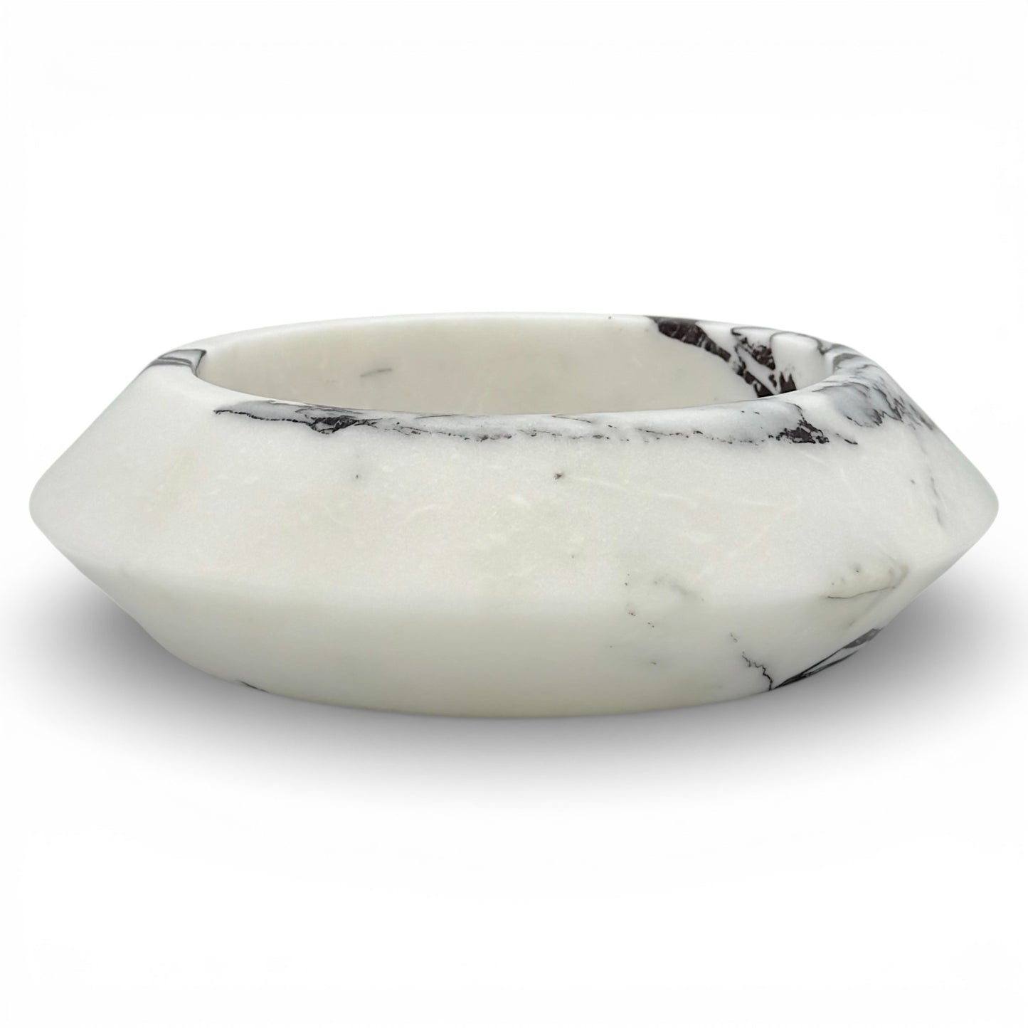 White Marble Bowl with Black Veining