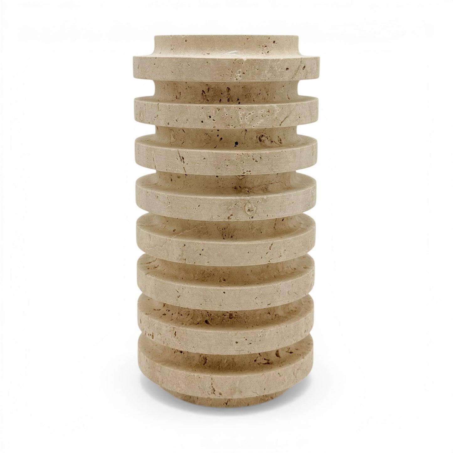 Travertine Stone Ribbed Vase