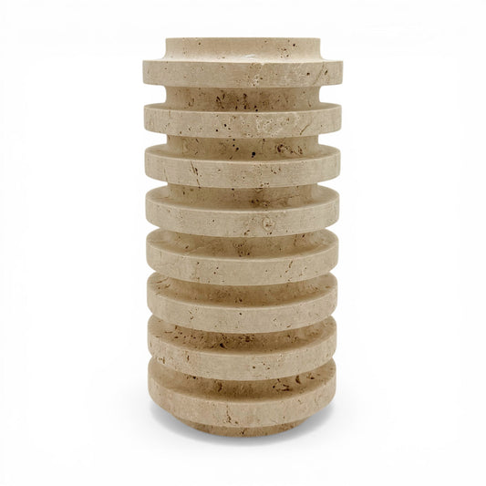 Travertine Stone Ribbed Vase