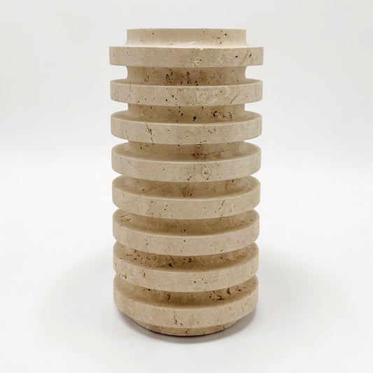 Travertine Stone Ribbed Vase