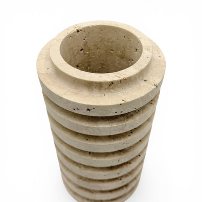 Travertine Stone Ribbed Vase