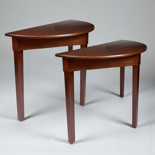 Pair of English Mahogany Demi-Lune Console Tables