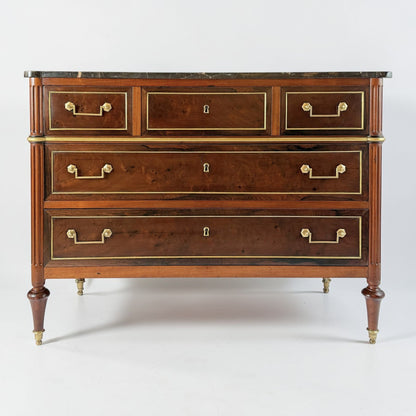 French Walnut Three Drawer Commode, 19th Century