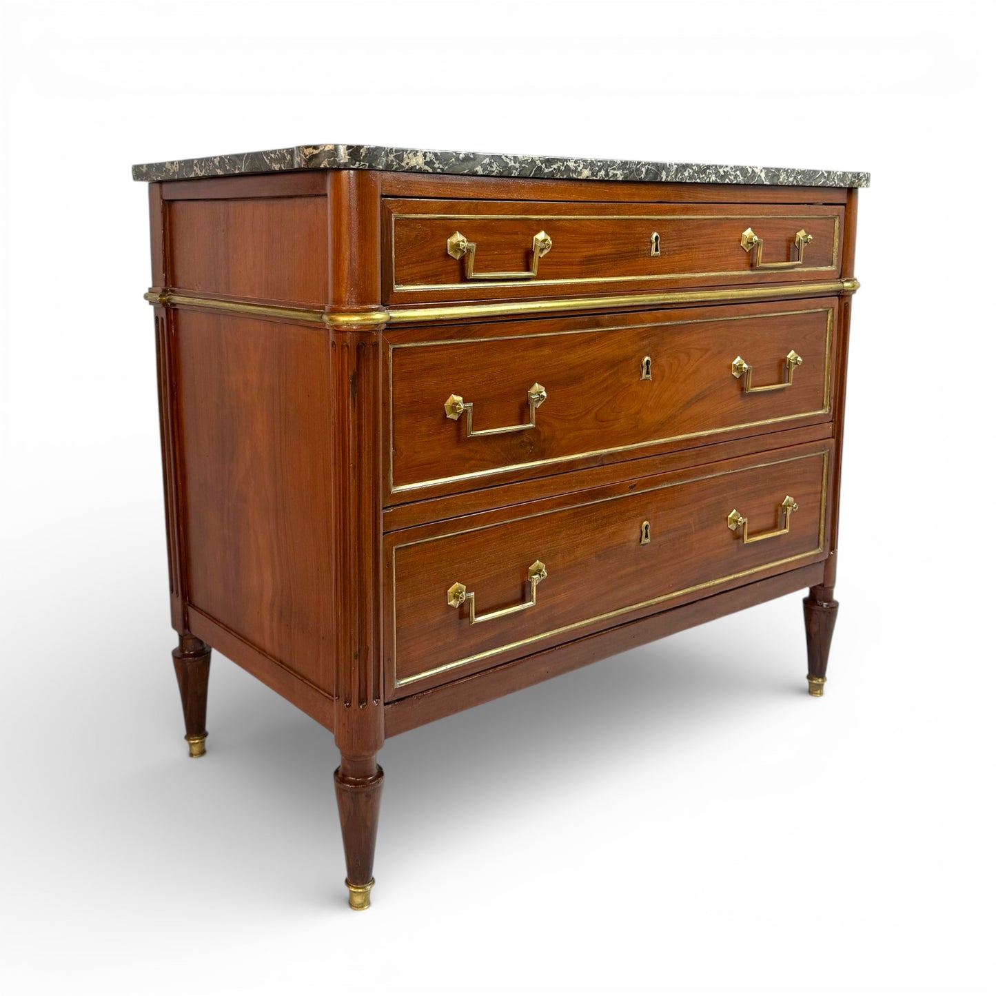 French 18th Cenury Three Drawer Commode with Marble Top