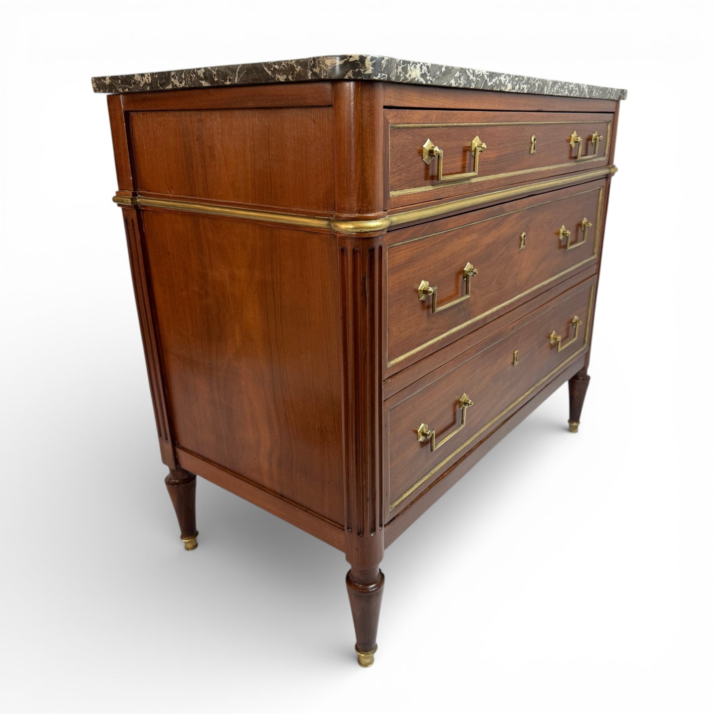 French 18th Cenury Three Drawer Commode with Marble Top
