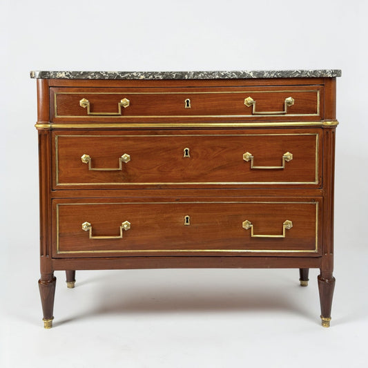 French 18th Cenury Three Drawer Commode with Marble Top