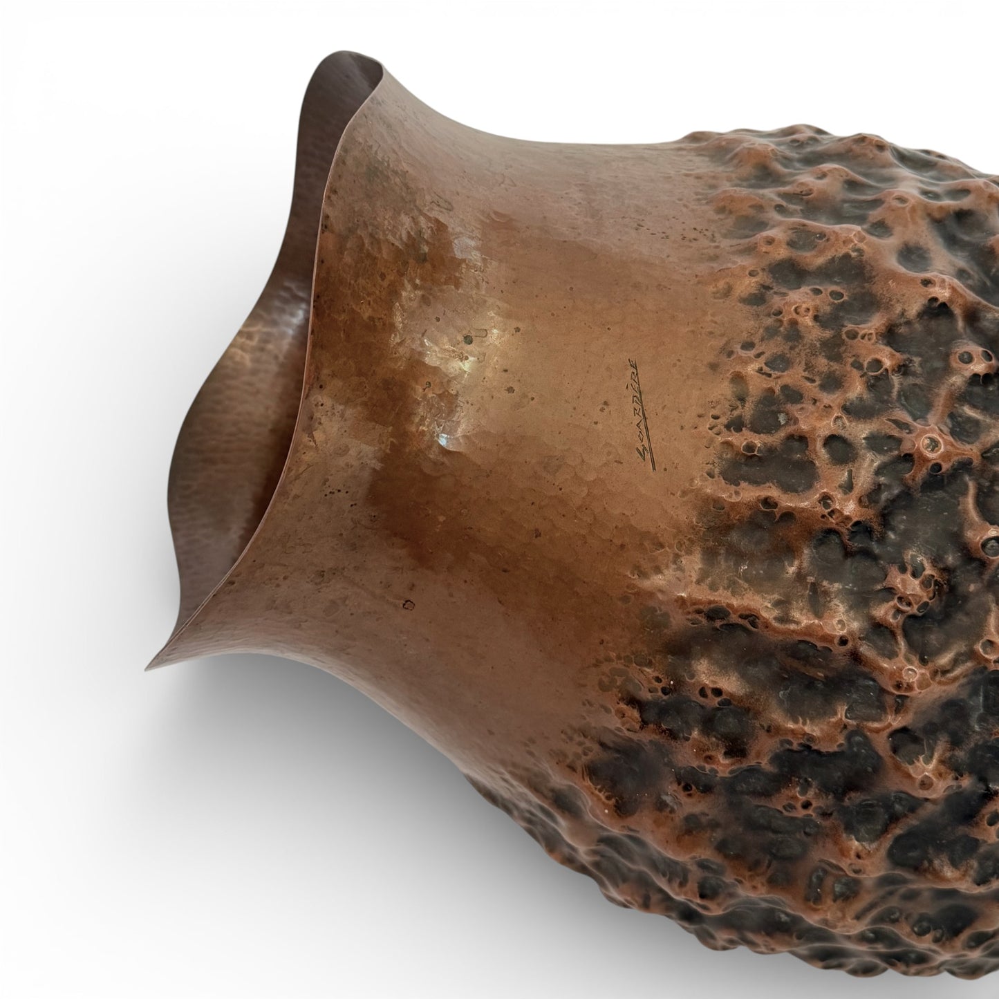 French Mid Century Textured Copper Vase