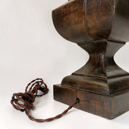 Pair of French Carved Wood Urn-Form Table Lamps, circa 1960