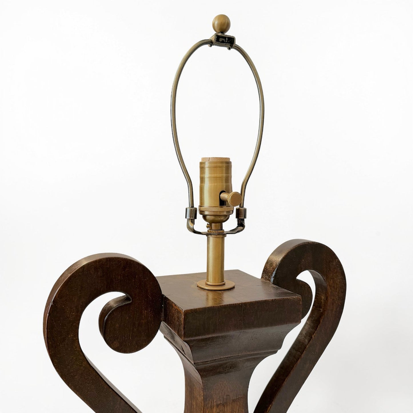 Pair of French Carved Wood Urn-Form Table Lamps, circa 1960