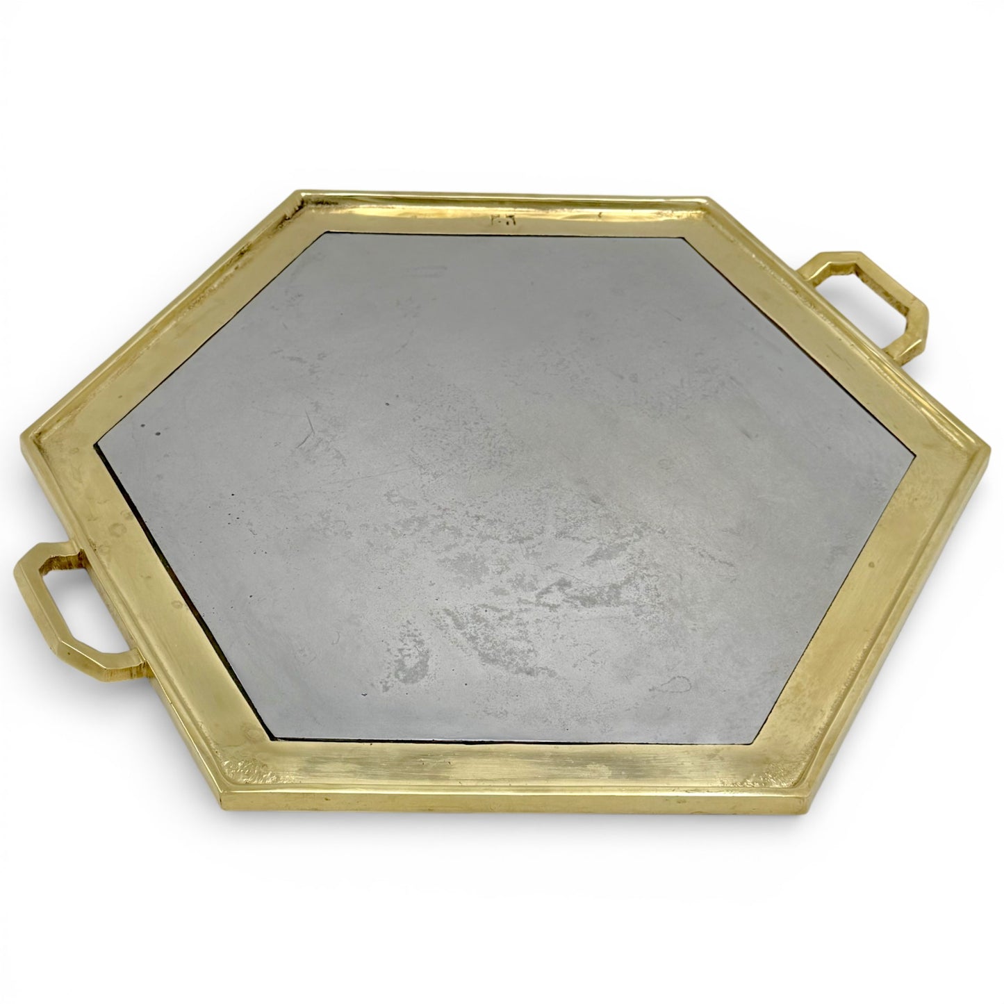 Hexagonal Aluminum and Brass Tray by David Marshall