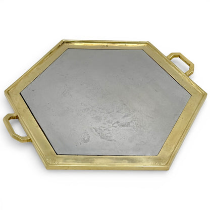Hexagonal Aluminum and Brass Tray by David Marshall