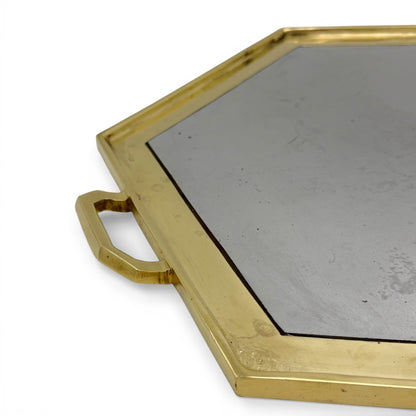 Hexagonal Aluminum and Brass Tray by David Marshall