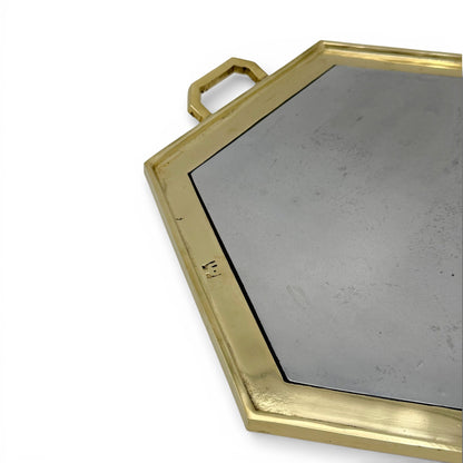 Hexagonal Aluminum and Brass Tray by David Marshall
