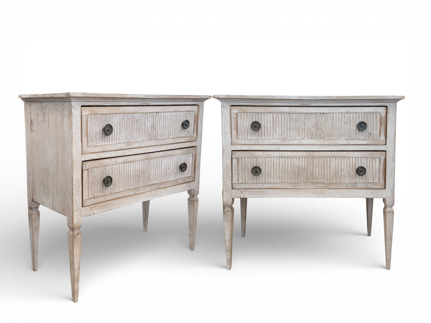 Pair of Rustic Painted Wood Swedish Commodes