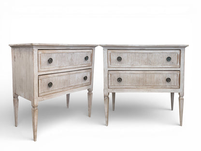 Pair of Rustic Painted Wood Swedish Commodes