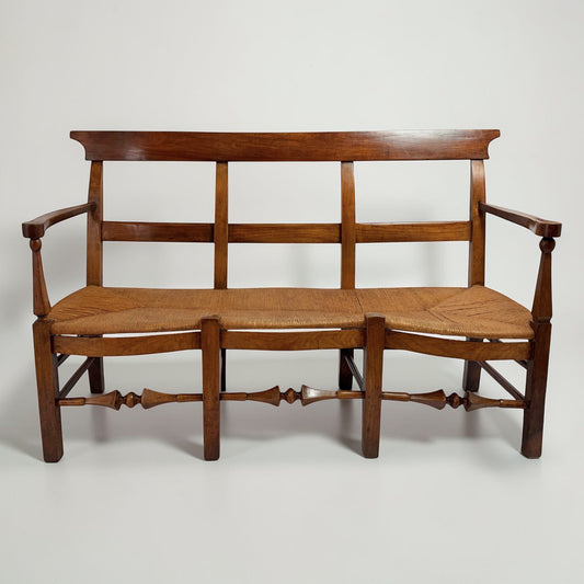 French Provincial Ladder-Back Settee, 19th Century