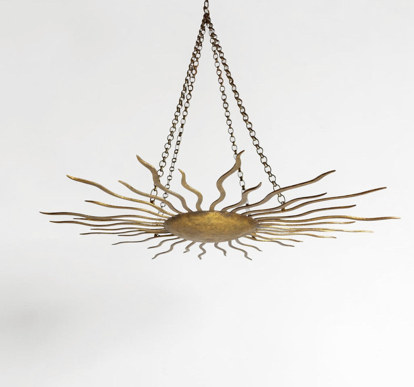 Large Spanish Gilt Iron Sunburst Pendant