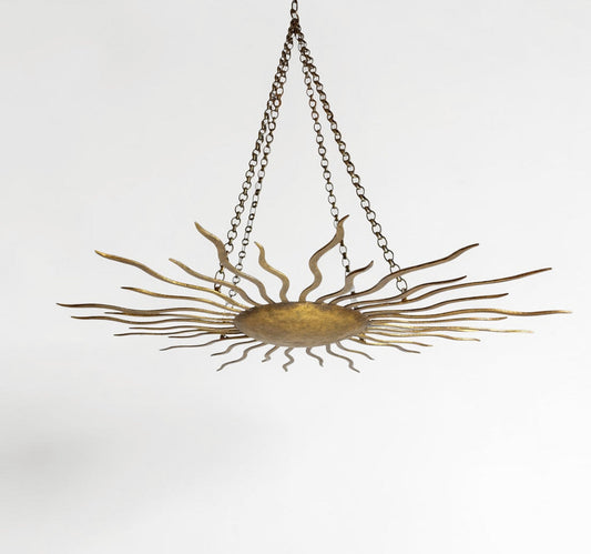 Large Spanish Gilt Iron Sunburst Pendant