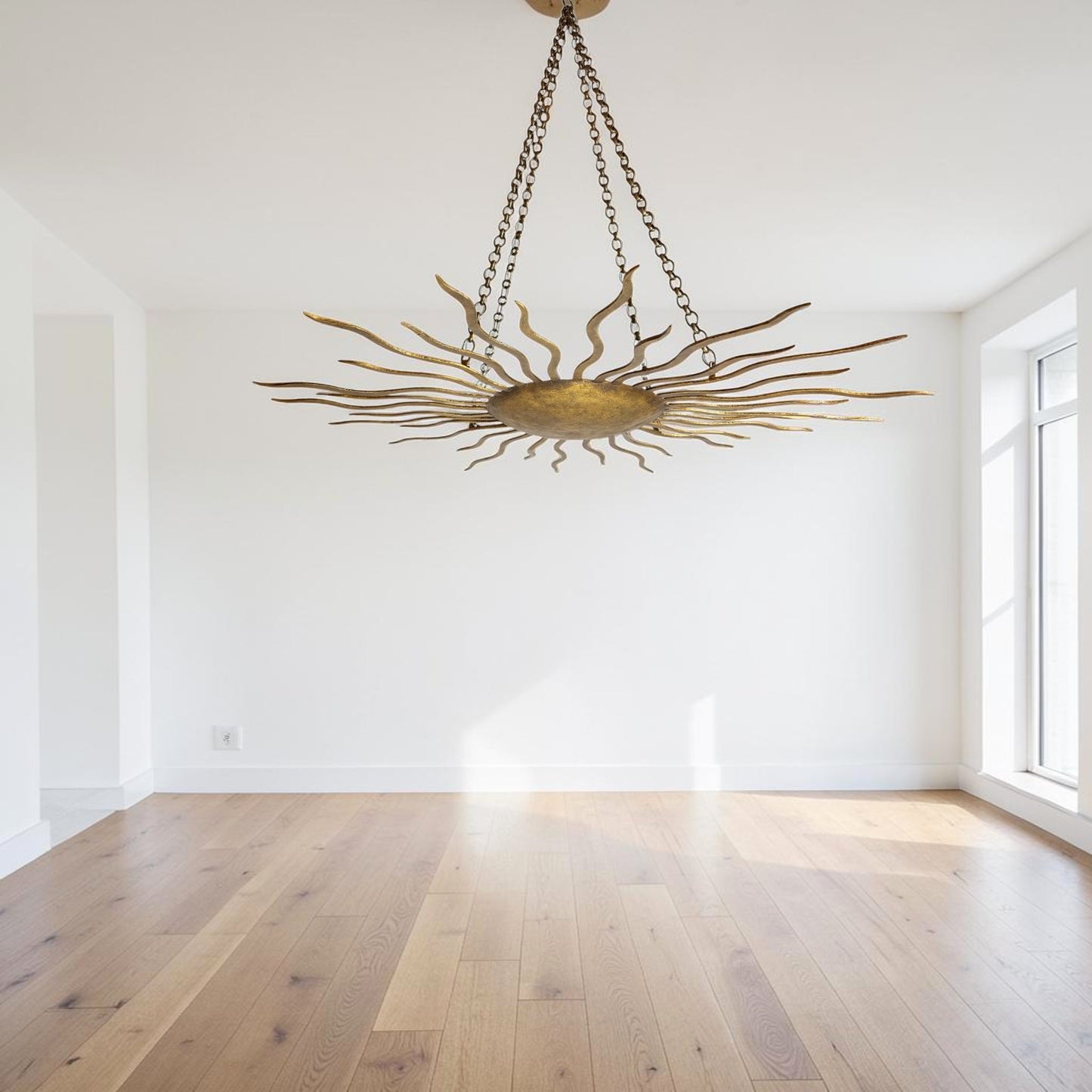 Large Spanish Gilt Iron Sunburst Pendant