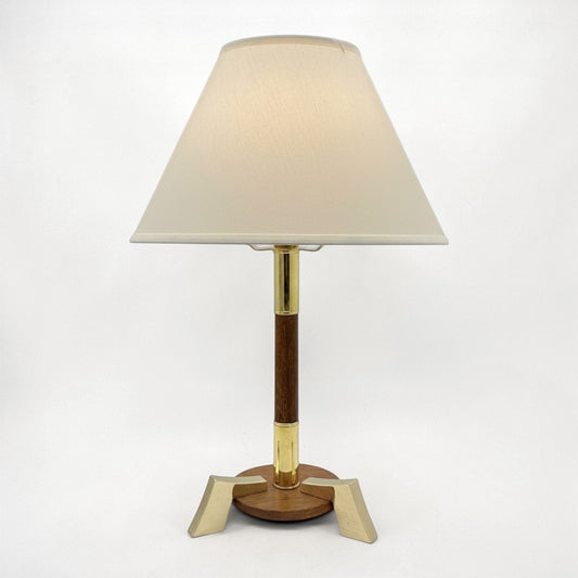 Mid Century Brass and Wood Desk Lamp