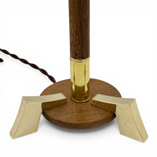 Mid Century Brass and Wood Desk Lamp