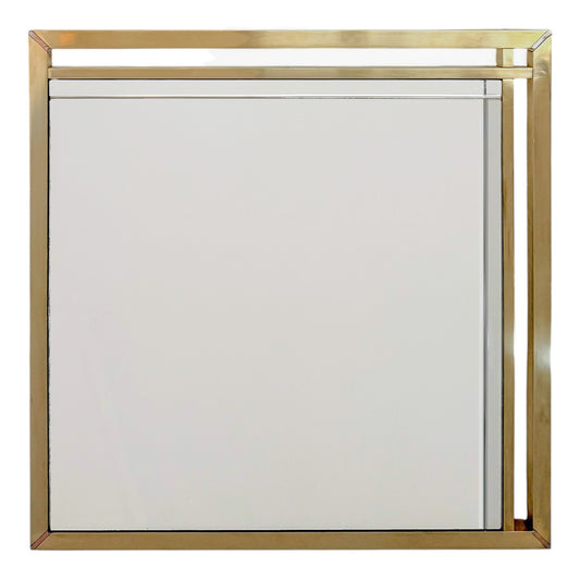 Italian Mid Century Square Brass Mirror