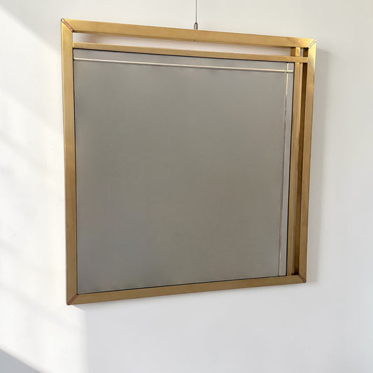 Italian Mid Century Square Brass Mirror