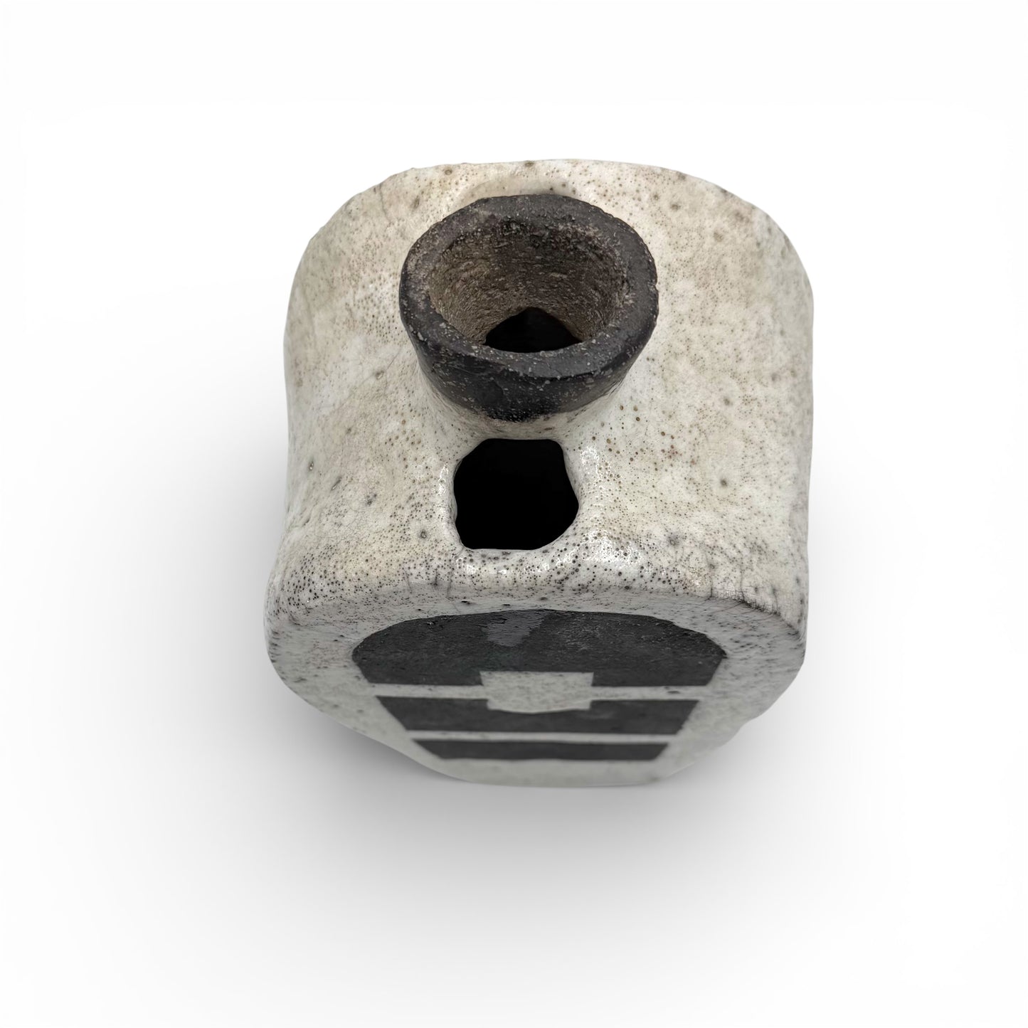 Black and White Raku Fired Ceramic Vase