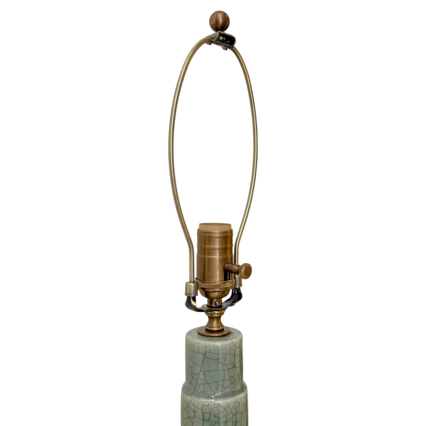 Pair of Green Ceramic Column Lamps