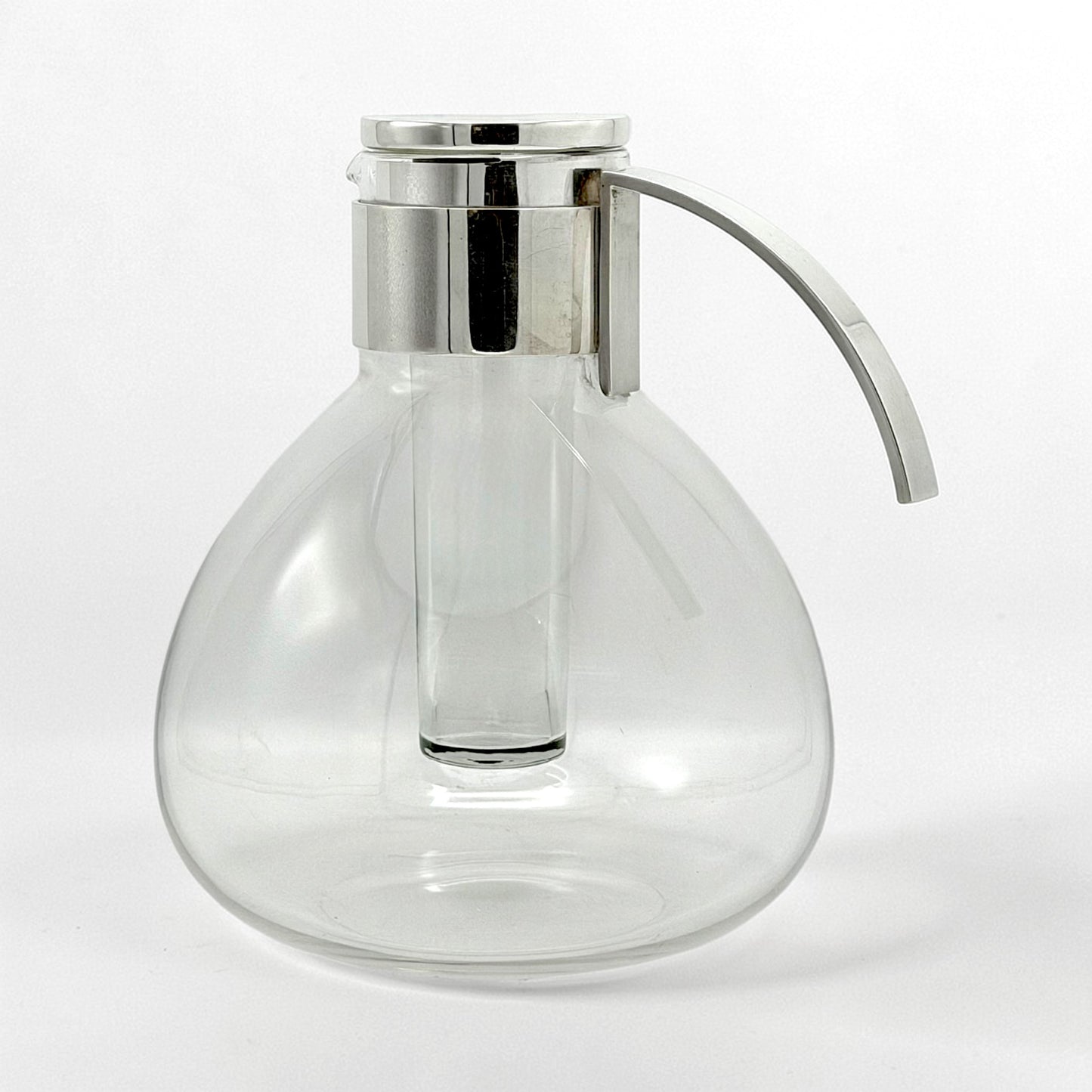 Mid Century Italian Glass and Silver Pitcher