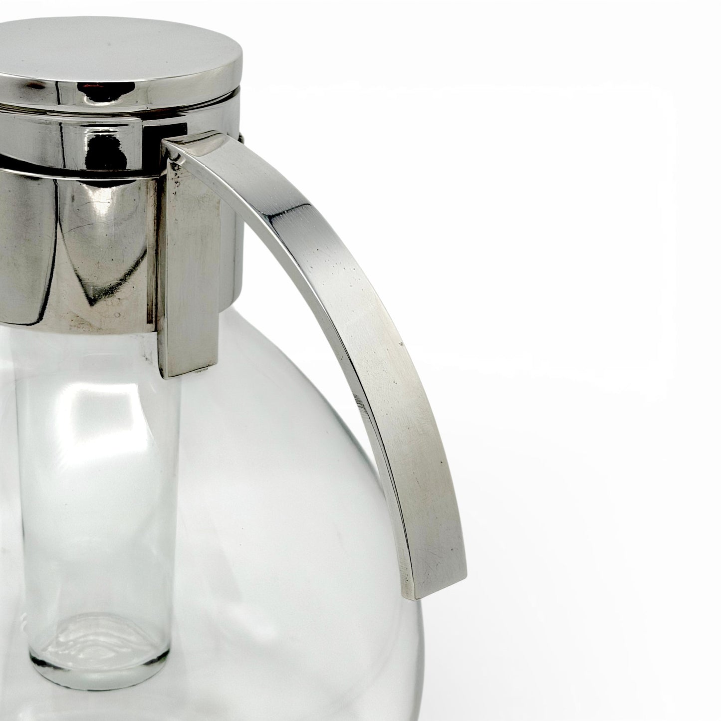 Mid Century Italian Glass and Silver Pitcher