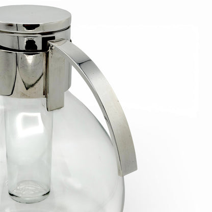 Mid Century Italian Glass and Silver Pitcher