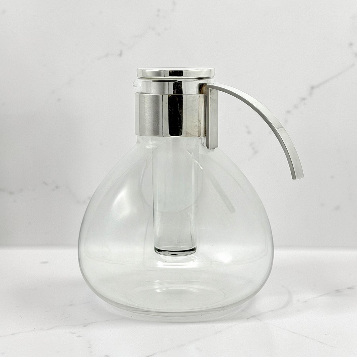 Mid Century Italian Glass and Silver Pitcher