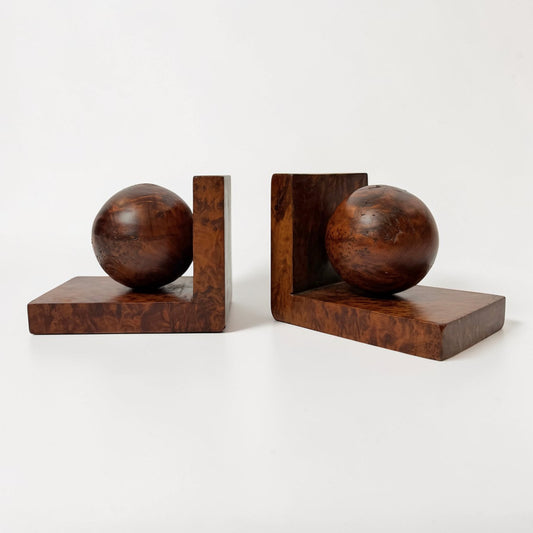 Art Deco Burl Wood Bookends