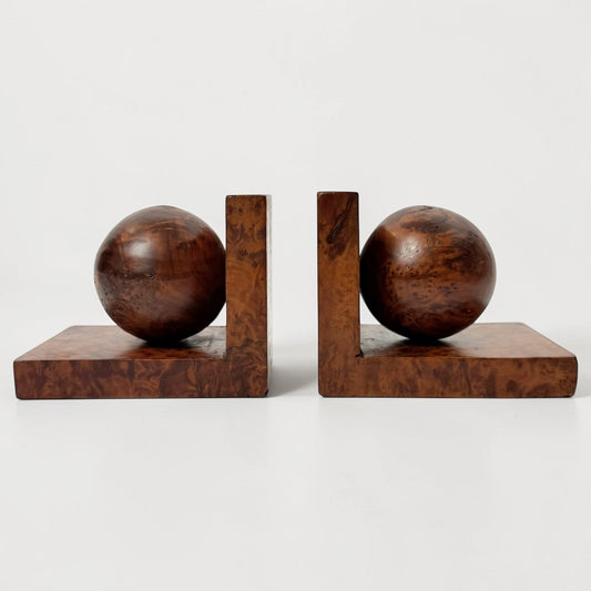 Art Deco Burl Wood Bookends