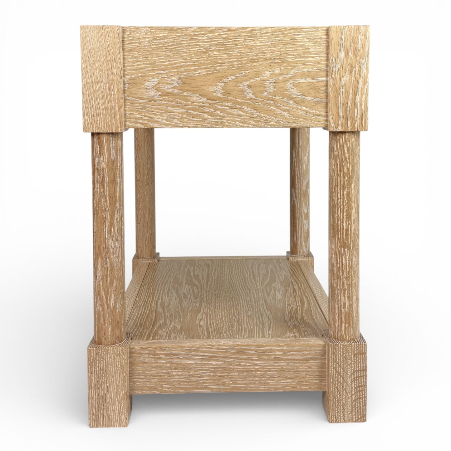 Pair of Cerused Oak & Travertine Nightstands