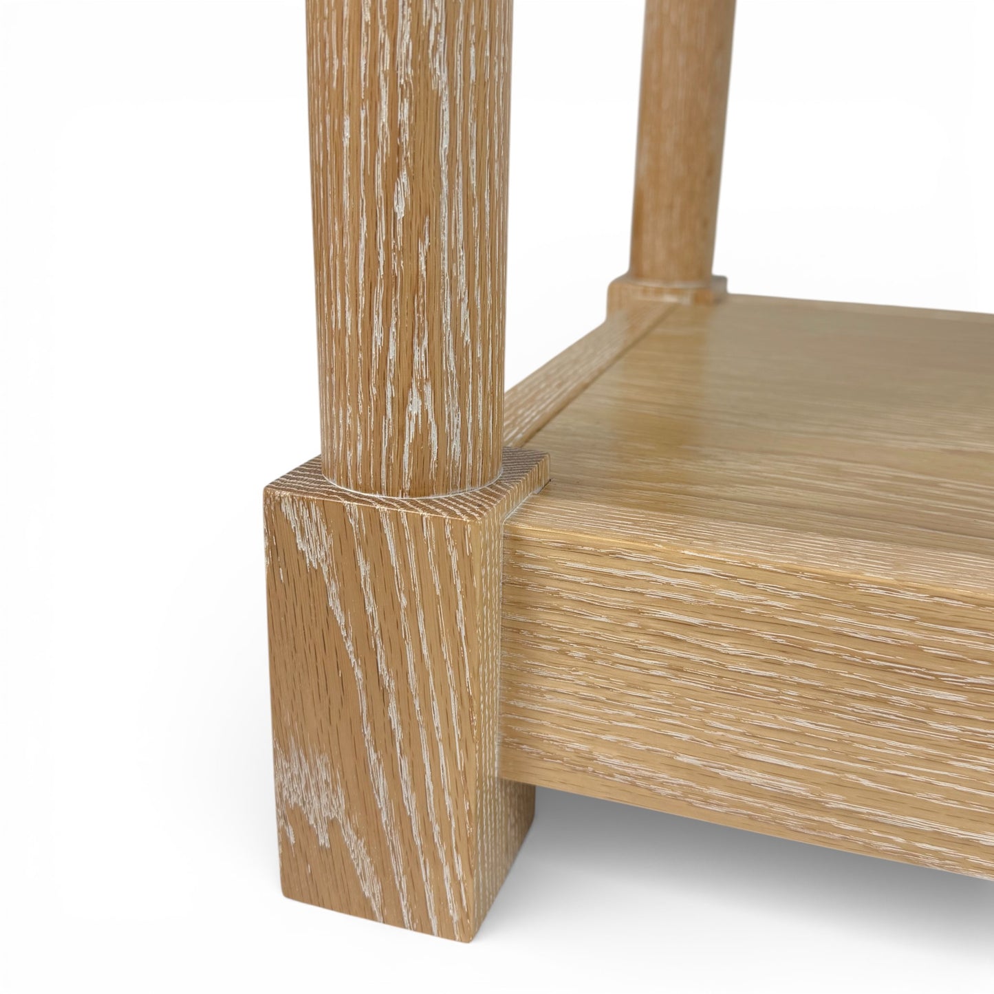 Pair of Cerused Oak & Travertine Nightstands