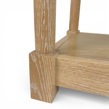 Pair of Cerused Oak & Travertine Nightstands