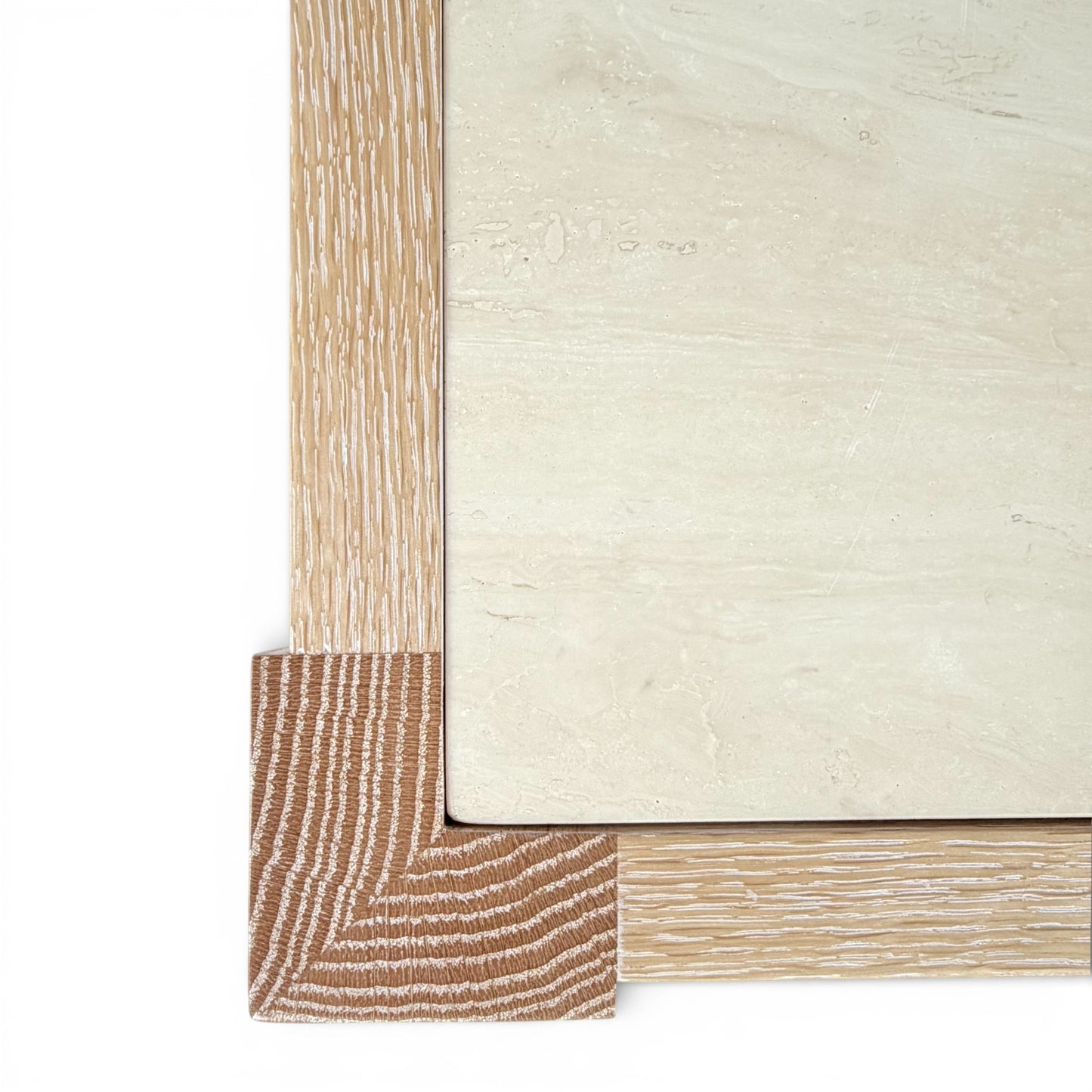 Pair of Cerused Oak & Travertine Nightstands