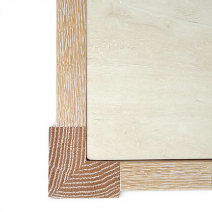 Pair of Cerused Oak & Travertine Nightstands