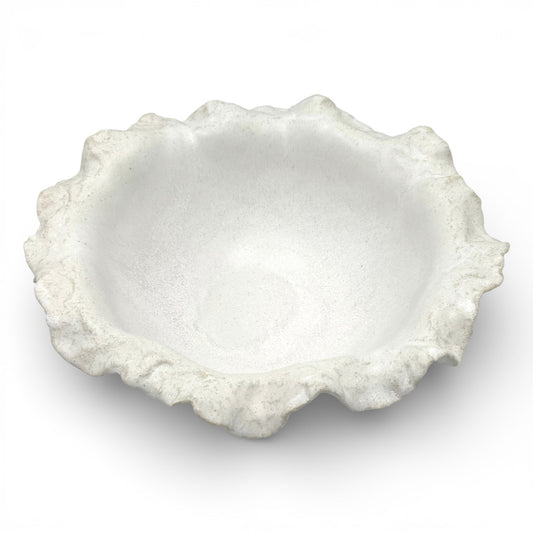White Stoneware Bowl with Ruffled Rim